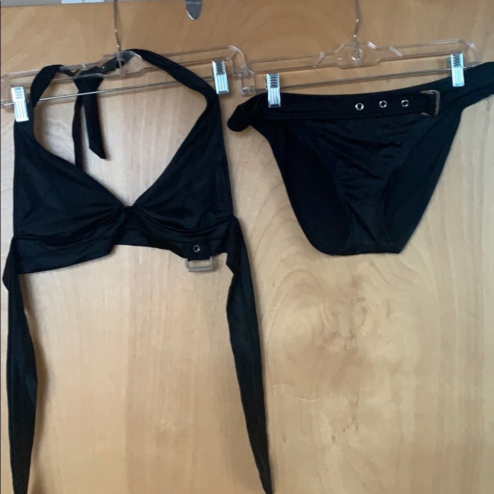 Belted Bebe Bikini In Black Gem